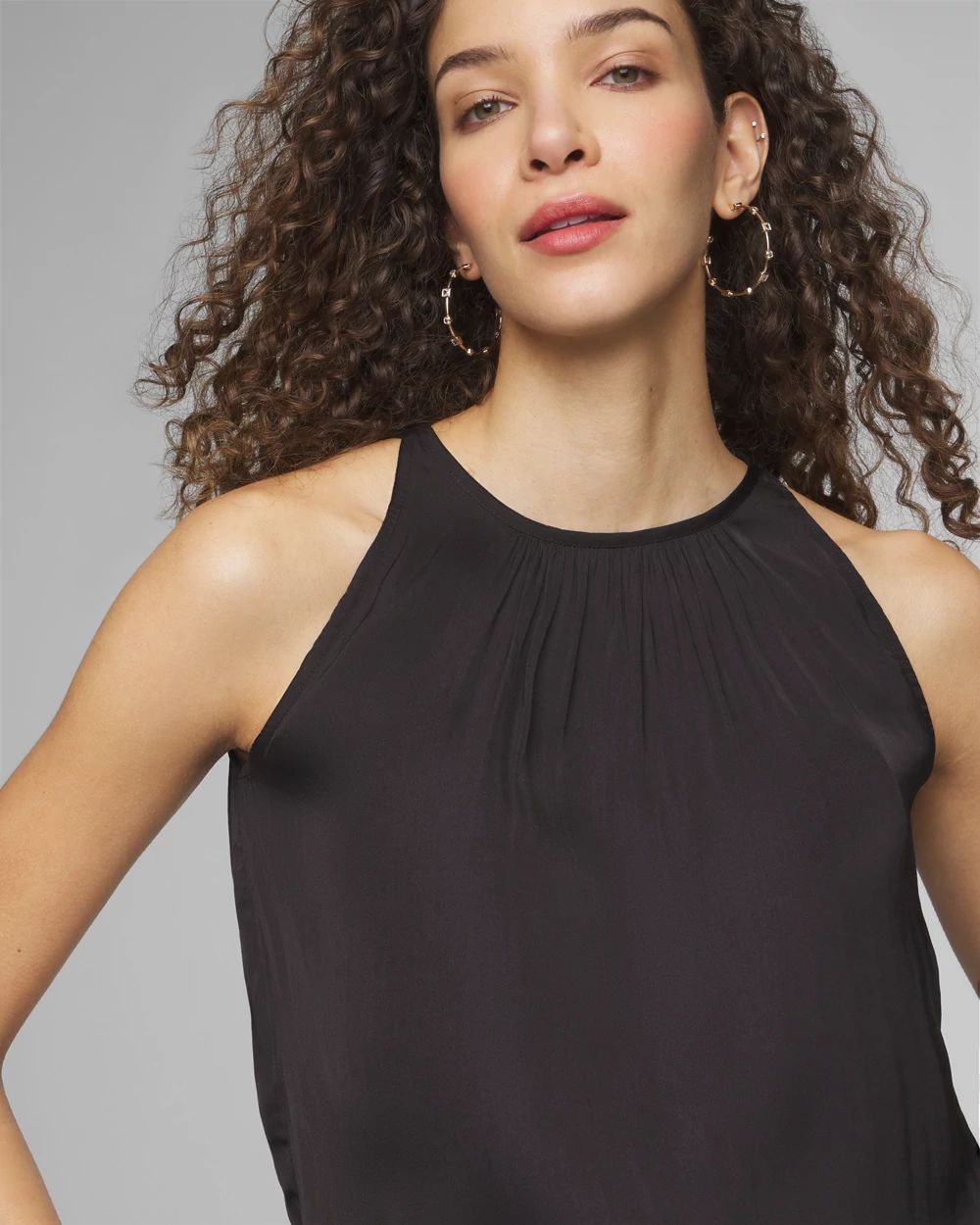 tops ～ bottom ！！Wholesale price！！ Metallic Mesh Banded Bottom Top | White House Black Market